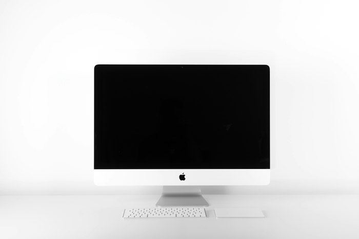 Desktop monitor on a white desk